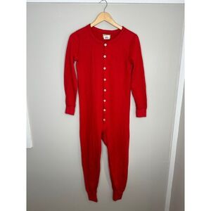 LL Bean Union Suit‎ One Piece Button Front Long Sleeve Red Unisex XS Vintage